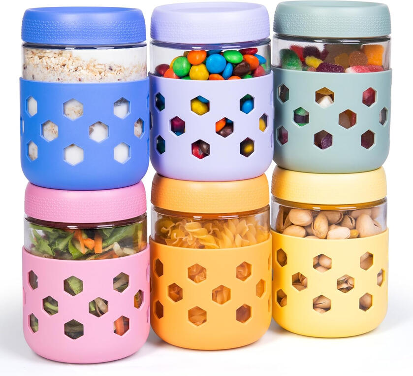 glass overnight oats jars with silicone sleeves glass overnight oats jars with silicone sleeves