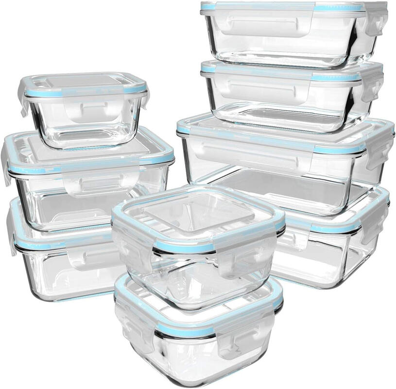 glass meal prep container set with locking lids