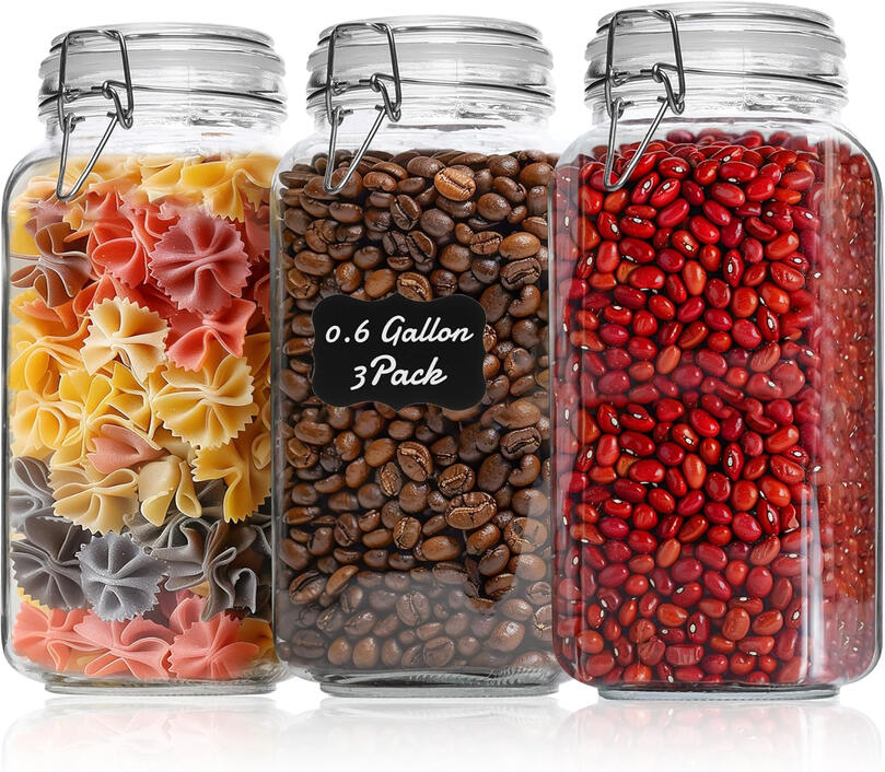 large airtight glass pantry storage canisters